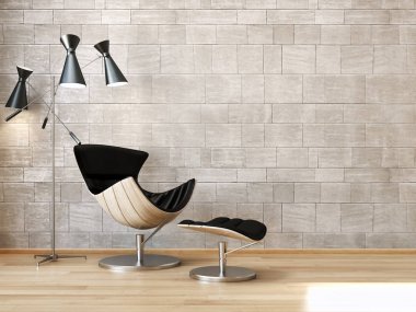 modern parlak iç mekan 3D resimleme
