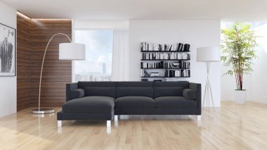 modern parlak iç mekan 3D resimleme