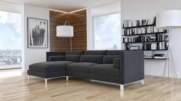 Modern helder interieur 3d rendering illustratie — Stockfoto