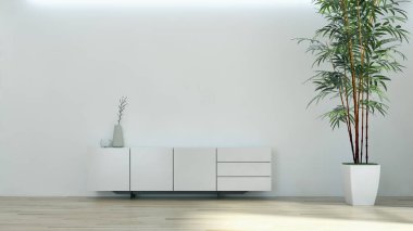 modern parlak iç mekan 3D resimleme