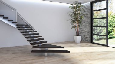 modern parlak iç mekan 3D resimleme