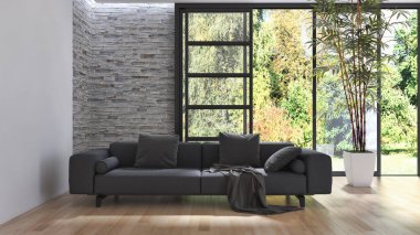 modern parlak iç mekan 3D resimleme