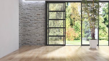 modern parlak iç mekan 3D resimleme