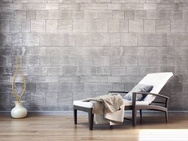 modern parlak iç mekan 3D resimleme