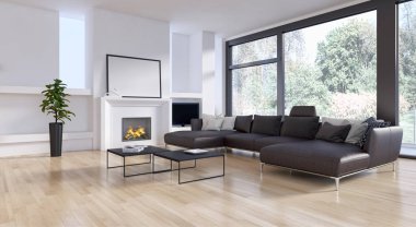 modern parlak iç mekan 3D resimleme
