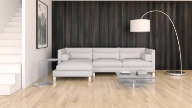 modern parlak iç mekan 3D resimleme