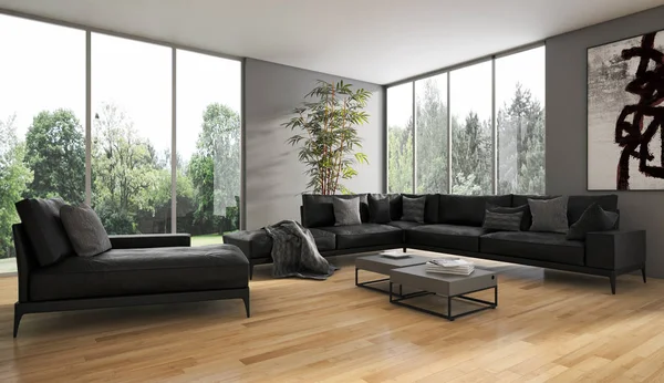 Modern helder interieur 3d rendering illustratie — Stockfoto