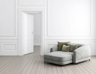 modern parlak iç mekan 3D resimleme