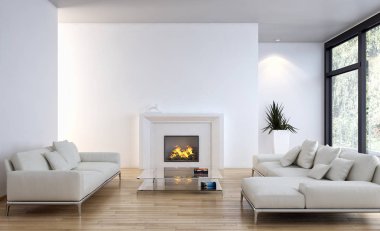 modern parlak iç mekan 3D resimleme