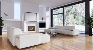 modern parlak iç mekan 3D resimleme