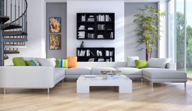 modern parlak iç mekan 3D resimleme