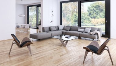 modern parlak iç mekan 3D resimleme