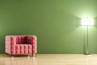 modern parlak iç mekan 3D resimleme