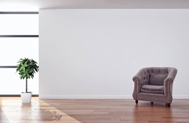 modern parlak iç mekan 3D resimleme