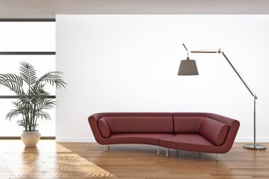 modern parlak iç mekan 3D resimleme