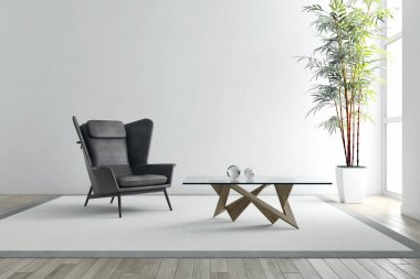 modern parlak iç mekan 3D resimleme