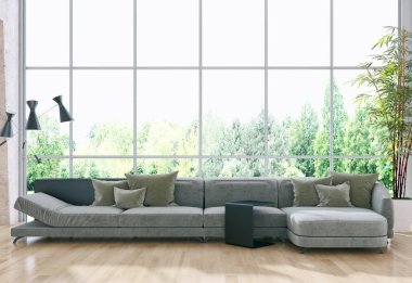 modern parlak iç mekan 3D resimleme