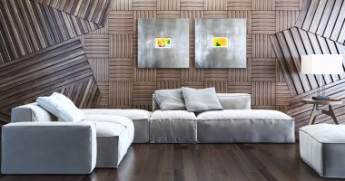 modern parlak iç mekan 3D resimleme