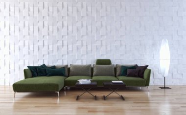 modern parlak iç mekan 3D resimleme