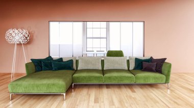 modern parlak iç mekan 3D resimleme