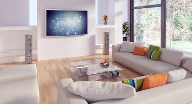 modern parlak iç mekan 3D resimleme