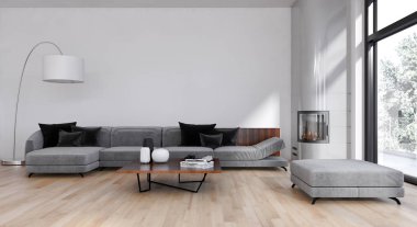 modern parlak iç mekan 3D resimleme