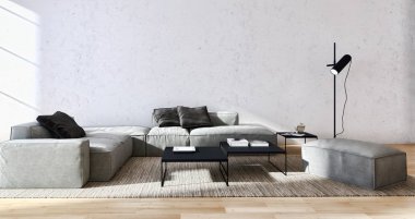 modern parlak iç mekan 3D resimleme