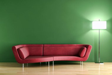 modern parlak iç mekan 3D resimleme
