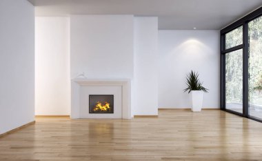 modern parlak iç mekan 3D resimleme