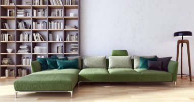 modern parlak iç mekan 3D resimleme