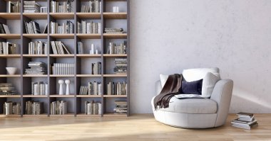 modern parlak iç mekan 3D resimleme