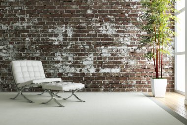 modern parlak iç mekan 3D resimleme