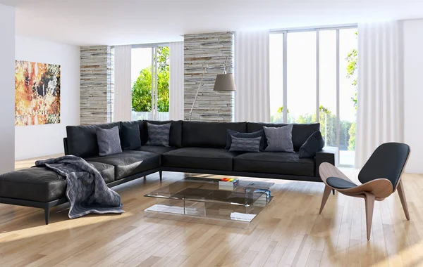 Modern helder interieur 3d rendering illustratie — Stockfoto