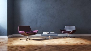 modern parlak iç mekan 3D resimleme