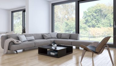 modern parlak iç mekan 3D resimleme