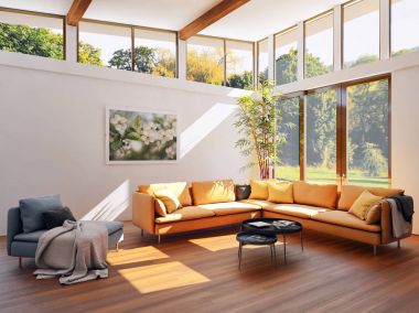 modern parlak iç mekan 3D resimleme