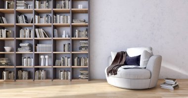 modern parlak iç mekan 3D resimleme