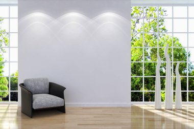 modern parlak iç mekan 3D resimleme