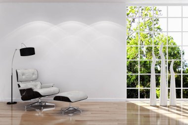 modern parlak iç mekan 3D resimleme