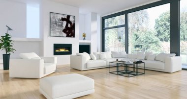 modern parlak iç mekan 3D resimleme