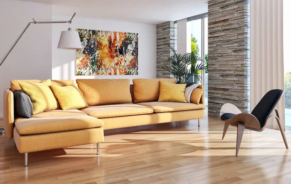 Moderno interiores brilhantes 3d renderização ilustração — Fotografia de Stock