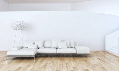 modern parlak iç mekan 3D resimleme