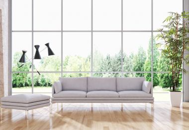 modern parlak iç mekan 3D resimleme