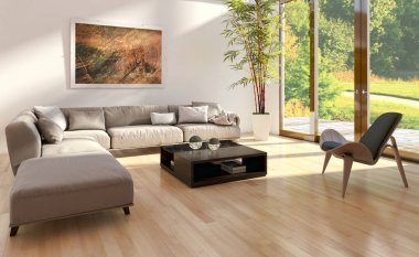 modern parlak iç mekan 3D resimleme