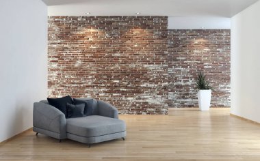 modern parlak iç mekan 3D resimleme