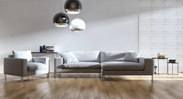 modern parlak iç mekan 3D resimleme