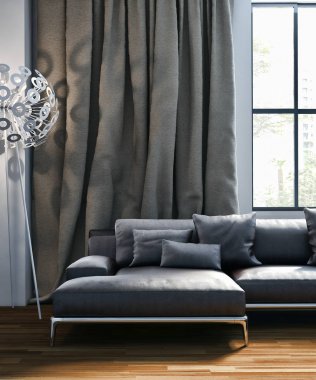 modern parlak iç mekan 3D resimleme