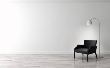 modern parlak iç mekan 3D resimleme