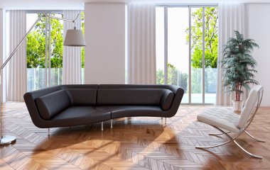 modern parlak iç mekan 3D resimleme