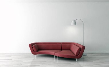 modern parlak iç mekan 3D resimleme